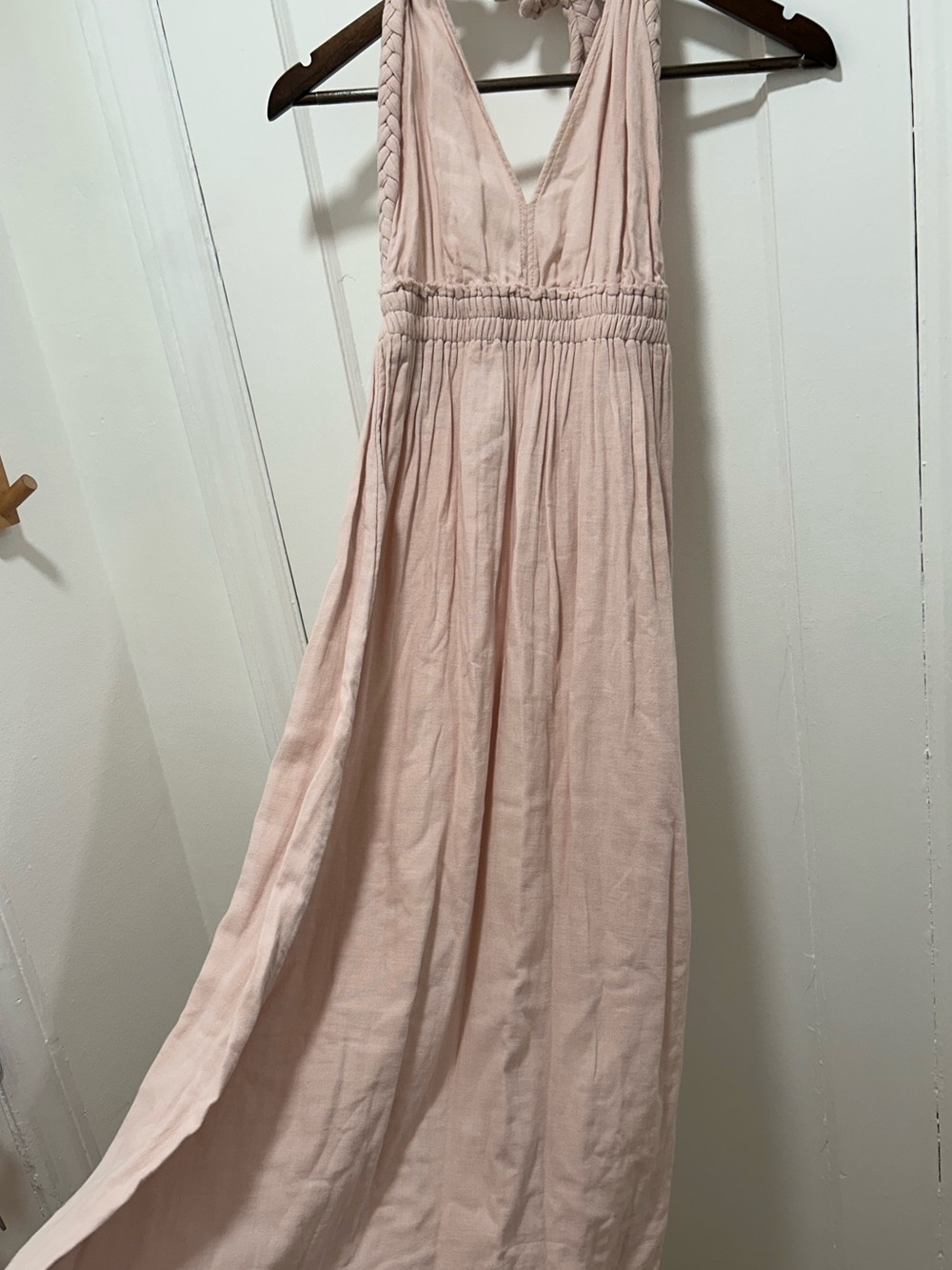 ASOS Blush Pink Halter Maxi Dress Braided Tie Back US 2